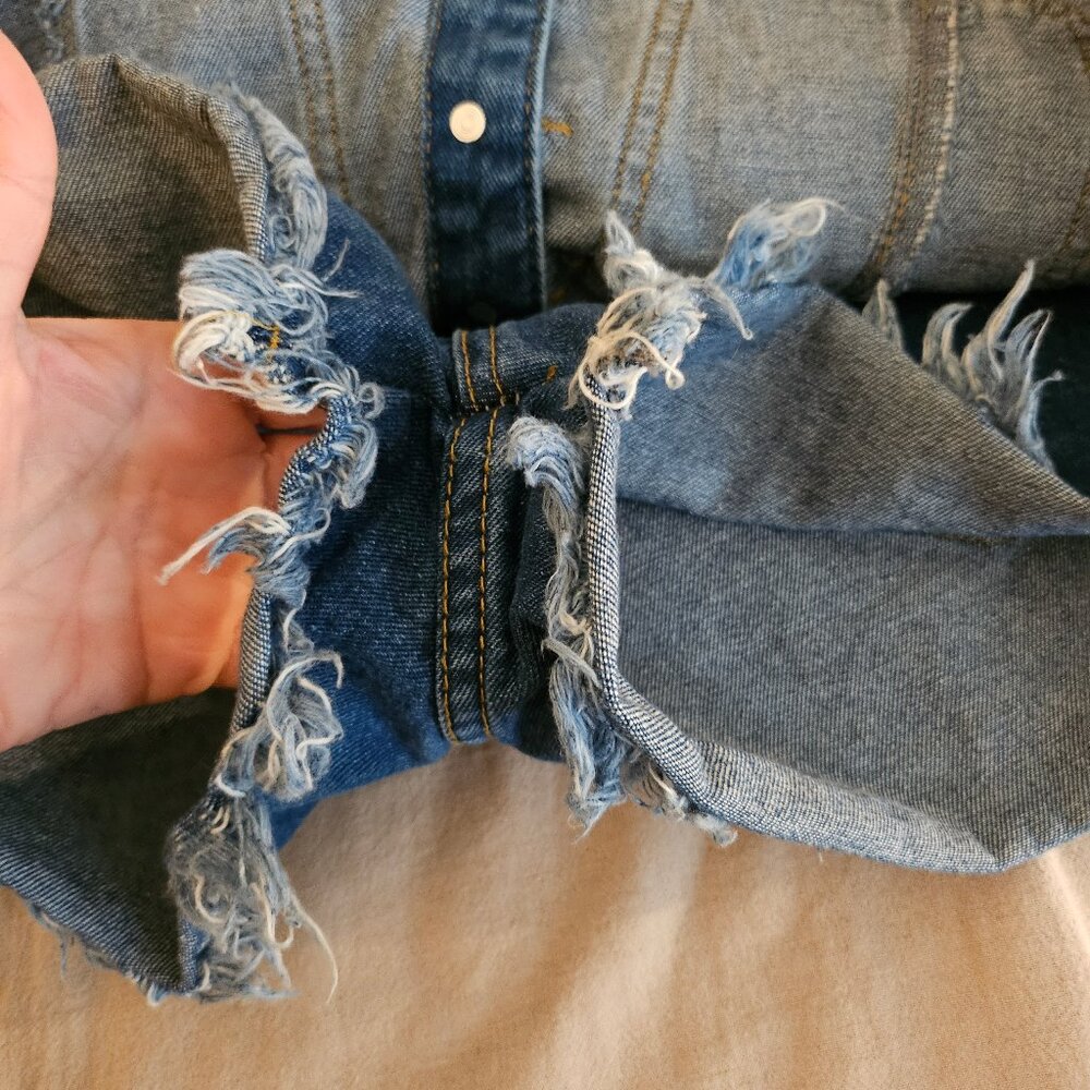 Distressed Denim Button‑Front Skort - Picture 2 of 3